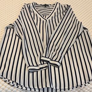 Adrianna Papell Black and White Striped Blouse